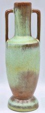 VTG FRANKOMA Pottery #20 Double Handle Bud Vase "Prairie Green" Glaze 6.5" 261g