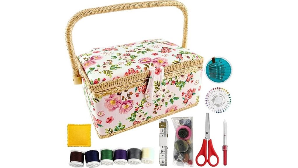 wooden sewing basket kit