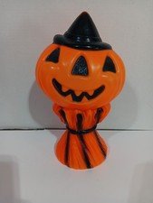 1969 Halloween Blow Mold Pumpkin Jack O Lantern Haystack Vintage EMPIRE NO LIGHT