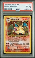 1999 POKEMON BASE SET UNLIMITED #4 CHARIZARD HOLO PSA EX-MT 6