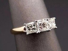 2.60Ct Lab Created Princess Cut White Diamond Engagement Ring 14K Yellow Gold FN