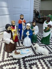 8 Pc Nativity Blow Mold Scene Set Collection General Foam Plastic 6 Lights