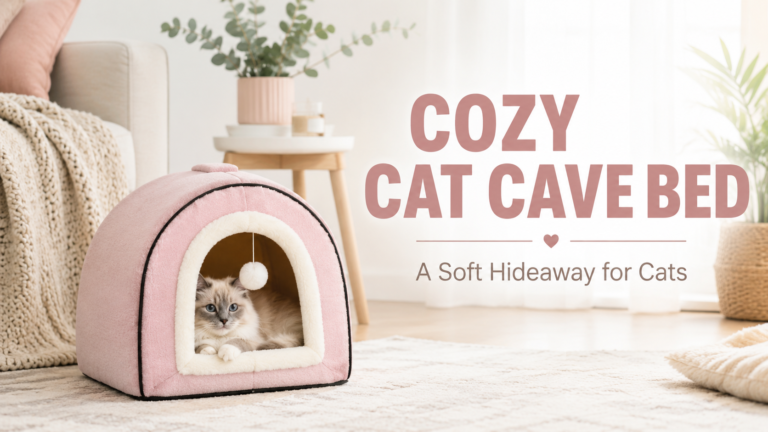 Cozy cat cave bed featuring a soft, pink design. Ideal hideaway for cats to relax and feel secure in any home decor.