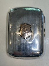 ANQ Edwardian Sterling Silver Cigarette Case, Birmingham c.1906, Gold Cartouche