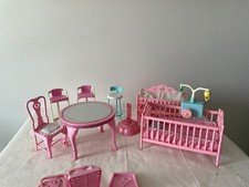 Barbie Furniture Set: Dining Set, Baby Set, Chairs, Doll Stand VTG- LOWEST PRICE