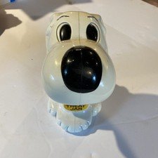 Barking Dog Treat Cookie Jar Vintage 1991 Smiling Hound White Black Spots