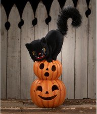 Bethany Lowe Halloween Pumpkin Stack Black Cat Large Size New 2026 TL5360