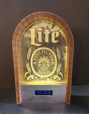 Brewery Lite Pilsner Lighted Clock plastic 13" x 9" w stand up clock