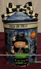 Ceramic Halloween Cookie Jar With Witchs Brew Design