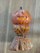 Ceramic Halloween Jack-O'-Lantern Pumpkin Figurine Statue