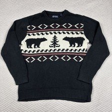 Christmas - Chaps Sweater/ Jumper Bears Design Mens Size M - Skiing/ Christmas