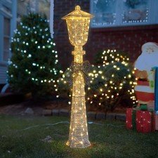 Christmas 5 FT Lighted Lamp Post with Bowknot Decor with Lights for In/Outdoor