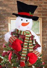 Christmas Tree Topper Snowman Top Hugger for 55 Inch, Red and Green Scarf