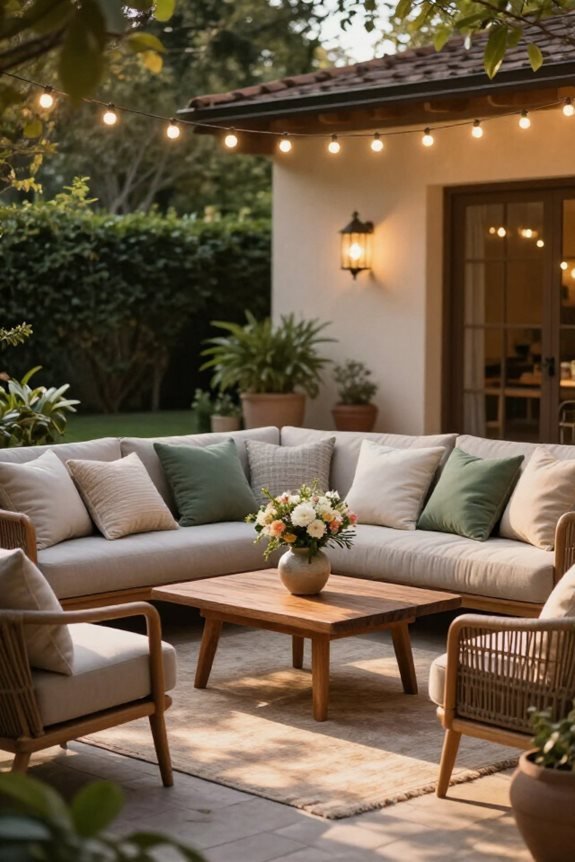 cozy outdoor dining lighting