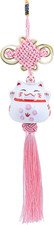 Cute Lucky Cat Charm Ceramic Japanese Maneki Neko Cat Hanging Pendant Lucky C...
