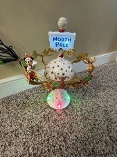 Disney North Pole Christmas Tree Topper Mickey Guiding Sleigh Around North Pole