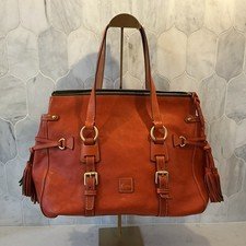 Dooney & Bourke ORANGE Florentine Leather Double Strap Tassel Satchel Dust Bag