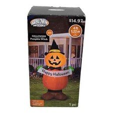 Gemmy 4 FT Outdoor Airblown Inflatable Lightup Halloween Pumpkin Witch