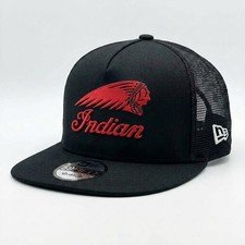 Indian Motorcycle Logo Embroidered Trucker Hat Snapback Mesh Cap Black Red