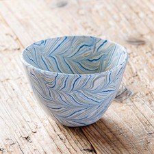 Japanese Nerikomi Feather Pattern Multi Tea Cup Pottery Seto Ware Tetsuo Nagae