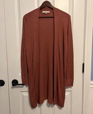 LOFT Women's Dusty Rose Open Front Rib-Knit Lightweight Cardigan Sweater M