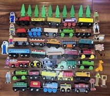 Lot Of 60 Thomas The Train & Friends Compatible Wood Wooden Cars People Signs
