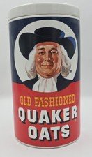 NOS 1977 Quaker Oats Old Fashioned Oatmeal Ceramic Cookie Jar NOB Regal China