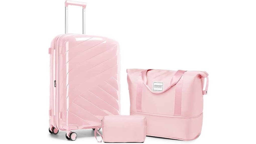 pink expandable carry on luggage