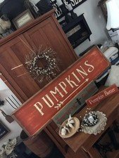 Pumpkin Fall Wood Sign Country Farmhouse Halloween Fall Festive Decor Porch Sign