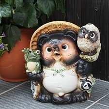 Shigaraki Ware Tanuki Ornament Pottery Raccoon Dog Flog Owl Lucky charm NEW