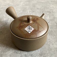 Tokoname ware Pottery Japanese Teapot Yakishime Flat type Mogake Kyusu 200ml
