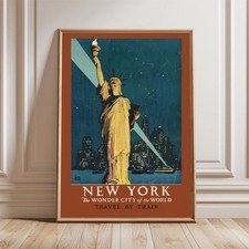 Vintage 1930s Travel Poster & Canvas | New York The Wonder City Wall Art Decor