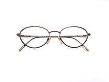 Vintage 1990s Gucci Oval Metal Eyeglasses Gunmetal Gold Deadstock Italy