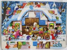 Vintage 3 D Moveable Christmas Advent Calendar Denmark Nativity Children 7405