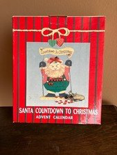 Vintage 90’s Wooden Santa Claus Countdown To Christmas Advent Calendar Hanging