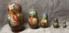Vintage Byzantine Nativity Christmas - Wooden Russian nesting dolls _