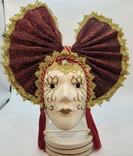 Vintage Crackled Porcelain Wall Hanging Mask Hand Painted Wall Decor (A)