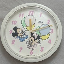 Vintage Disney Babies Wall Clock Lorus Quartz 1984 Mickey Minnie TESTED