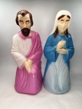 Vintage Empire Blow Mold Christmas Lighted Nativity Set 18" Mary Joseph No Light
