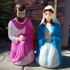 Vintage Empire Blow Mold Christmas Lighted Nativity Set 27" Mary Joseph