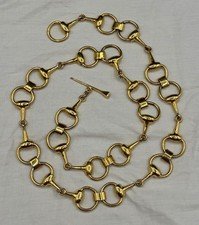VINTAGE GUCCI HORSEBIT CHAIN BELT GOLD TONE NAIL TOGGLE SIGNED