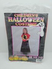 Vintage Halloween Costume Kids 3-6x Plastic Witch Dress NOS 1997 Sealed