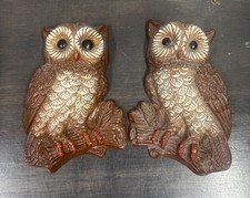 Vintage Homco Owl Wall Decor Hanger 1970’s Molded Set Of 2 Owls