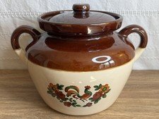 Vintage McCoy Cookie Jar Bean Pot w/ Rooster #342 2 Tone w/ Lid No Chips