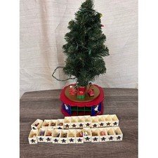 Vintage Musical Rotating Christmas Tree Advent Calendar with 24 Drawers 16 Minis
