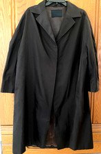 Vintage Prada Black Trench Coat Size 42 Silk Lining Damage.