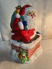 Vintage Traditional Santa Cookie Jar Ceramic 10" Tall