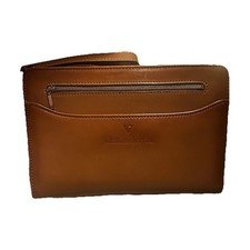 Vintage Valentino Nervini Tan Leather Clutch Bag Made in Japan Maruem Pouch