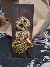 Vintage Wooden Owl Plaque Owl Wall Hanging Art Decorative Unique