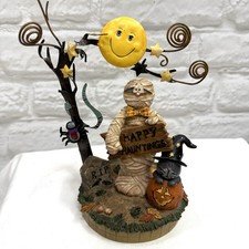 Vtg Ceramic Jack-O-Lantern Pumpkin Halloween Decor Spooky Mummy Cat Haunting